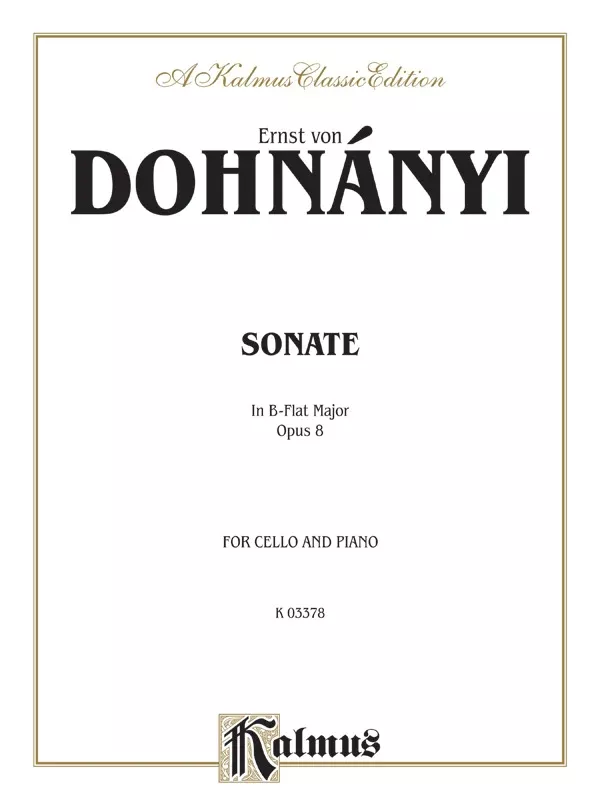 Sonata in B-flat Major, Opus 8: Cello Book