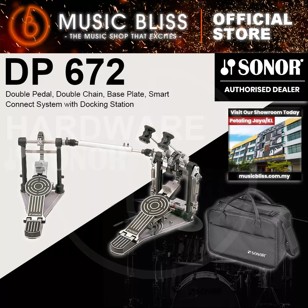 Sonor DP 672 Double Bass Drum Pedal, Double Chain, Base Plate, Smart Connect System with Docking Station with Bag