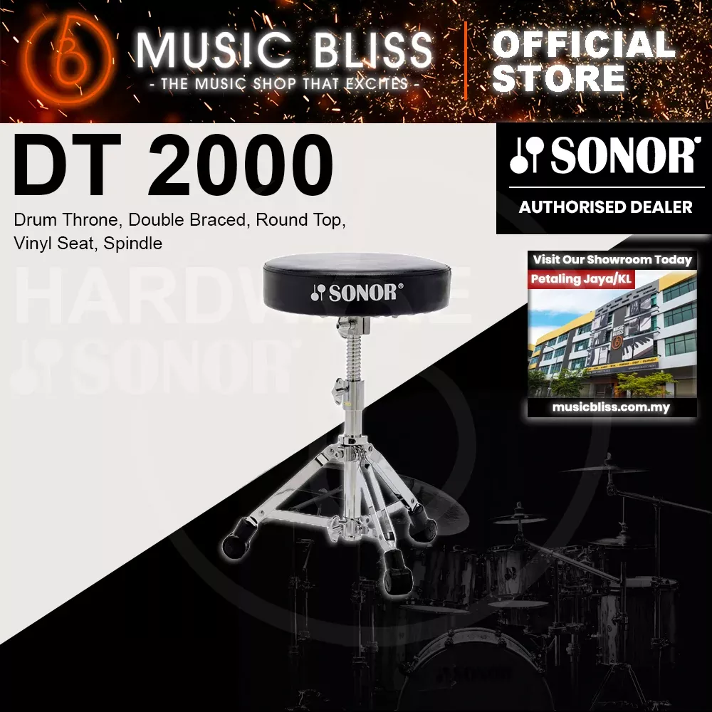Sonor DT 2000 Drum Throne, Double Braced, Round Top, Vinyl Seat, Spindle