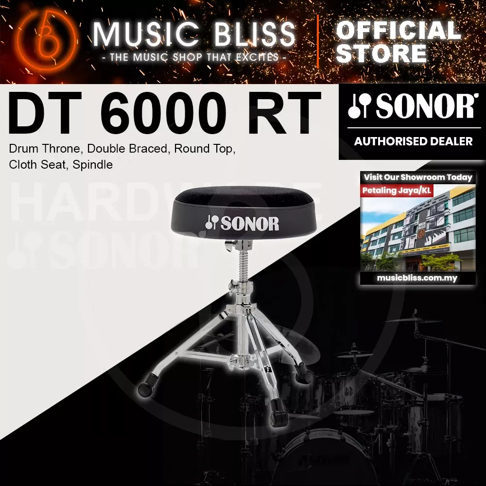 Sonor DT 6000 RT Drum Throne, Double Braced, Round Top, Cloth Seat, Spindle