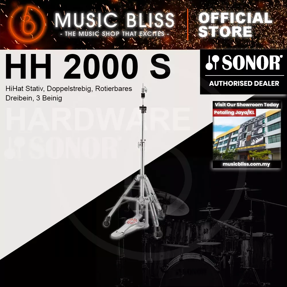 Sonor HH 2000 S HiHat Stand, Double Braced, Rotateable Tri-Pod, 3 Legs