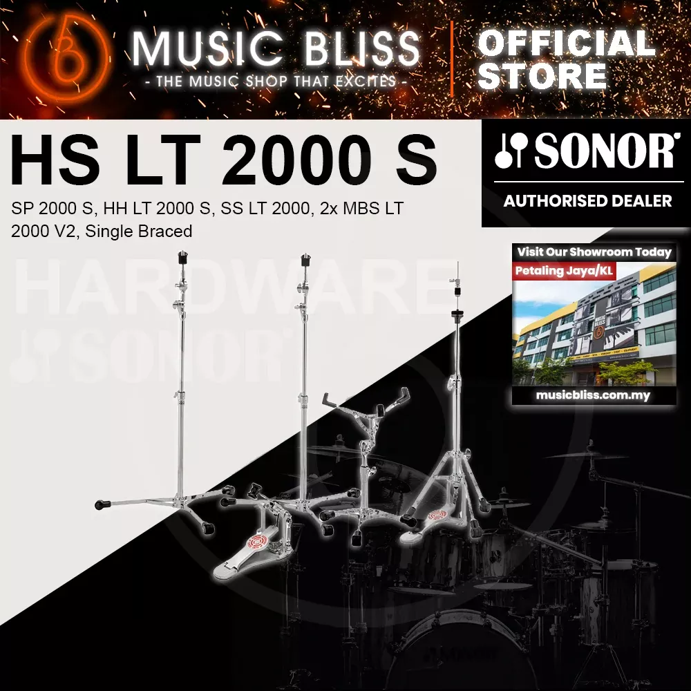 Sonor HS LT 2000 Series Drum Hardware Set, SP 2000 S, HH LT 2000 S, SS LT 2000, 2x MBS LT 2000 V2, Single Braced