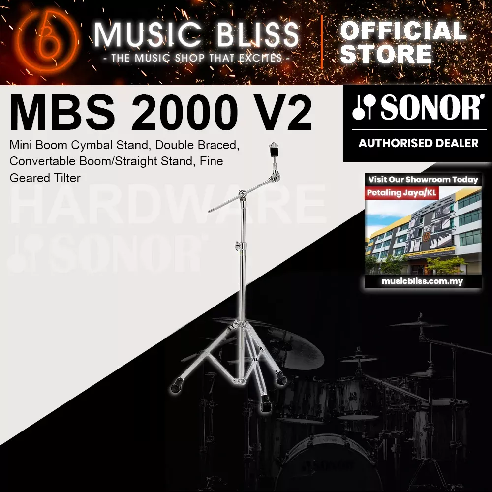 Sonor MBS 2000 V2 Mini Boom Cymbal Stand, Double Braced, Convertable Boom/Straight Stand, Fine Geared Tilter
