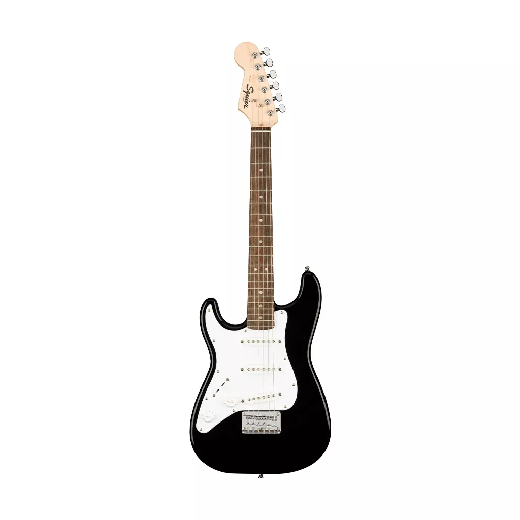 Squier Mini Stratocaster Left-Handed Electric Guitar, Laurel FB, Black