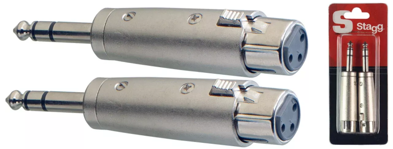 Stagg AC-XFPMSH Male TRS Jack to Female XLR Adaptor – Pack of 2