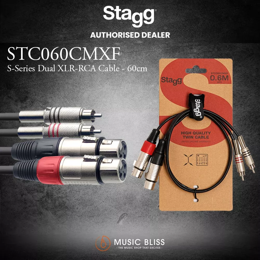 Stagg STC060CMXF S-Series Dual XLR-RCA Cable – 60cm