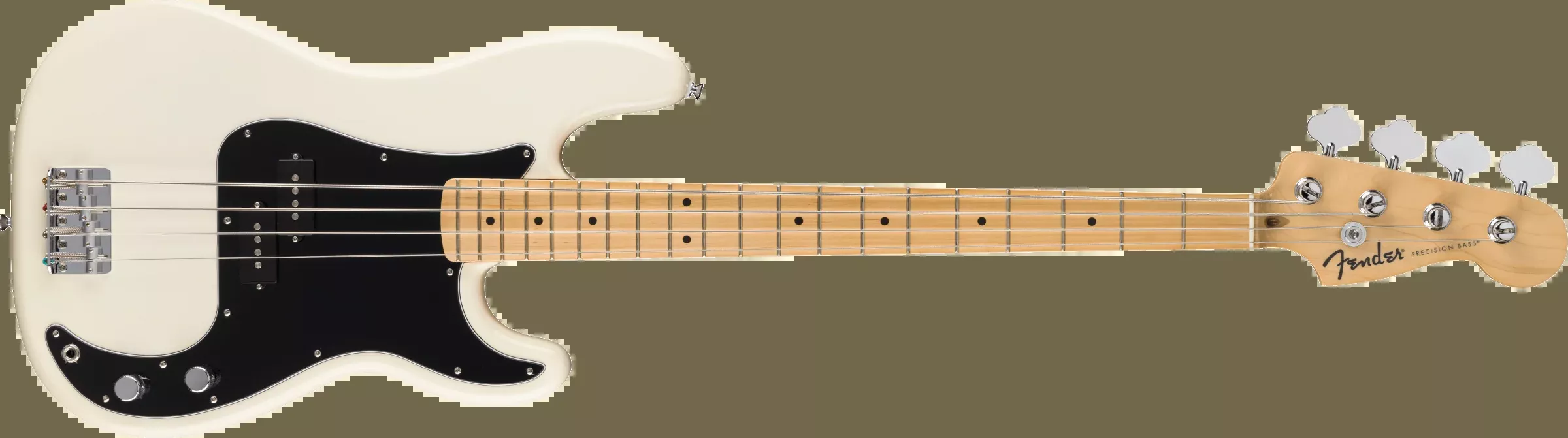 Standard Precision Bass, Maple Fingerboard, Black Pickguard, Olympic White