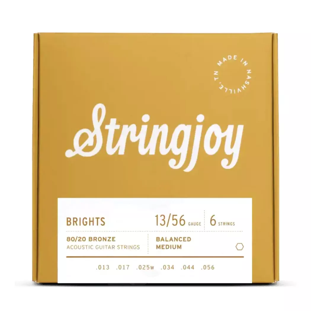 Stringjoy 13-56 Medium Gauge Brights - 80/20 Bronze Acoustic Guitar Strings