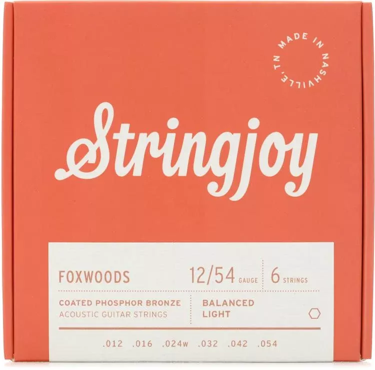 Stringjoy Foxwoods Coated Phosphor Bronze Acoustic Guitar Strings – Light Gauge (.012 – .054)