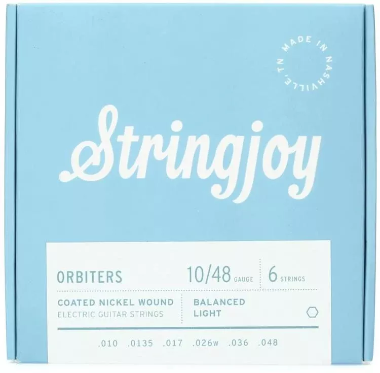 Stringjoy Orbiters Balanced Coated Nickel-wound Electric Guitar Strings – Light Gauge (.010 – .048)