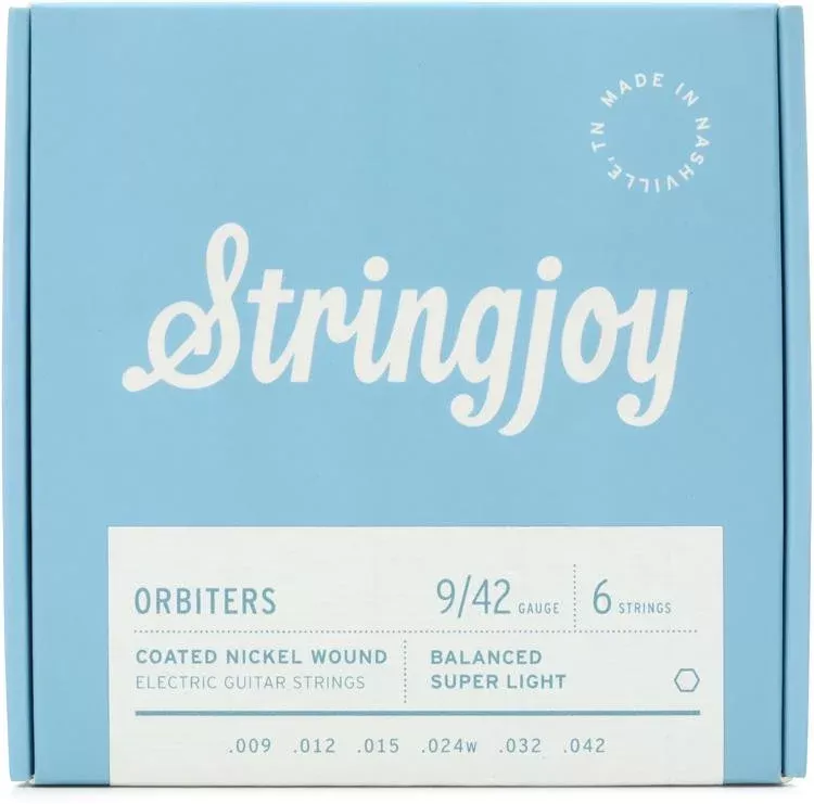 Stringjoy Orbiters Balanced Coated Nickel-wound Electric Guitar Strings – Super Light Gauge (.009 – .042)
