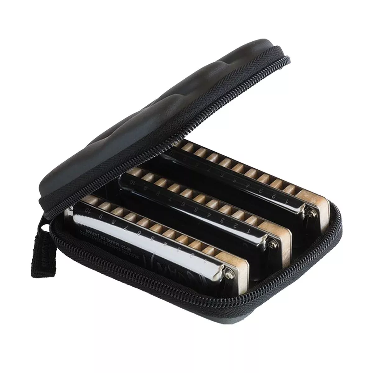 Suzuki Manji Major 10-Hole diatonic harmonica 3 keys set with EVA zipper case (G, A, C) (M-20-MP)