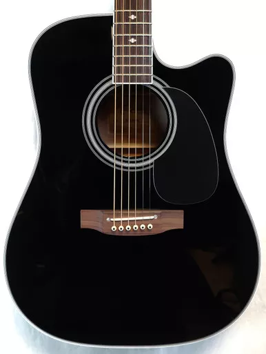 Takamine EF341SC Solid Cedar Top Dreadnought Acoustic/Electric Guitar, Cutaway, Gloss Black, W/HSC