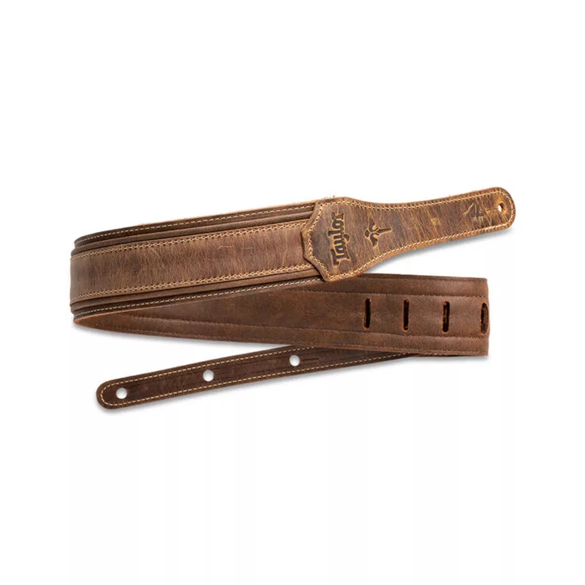 Taylor Wings 2.5″ Distressed Leather Guitar Strap, Dark Brown