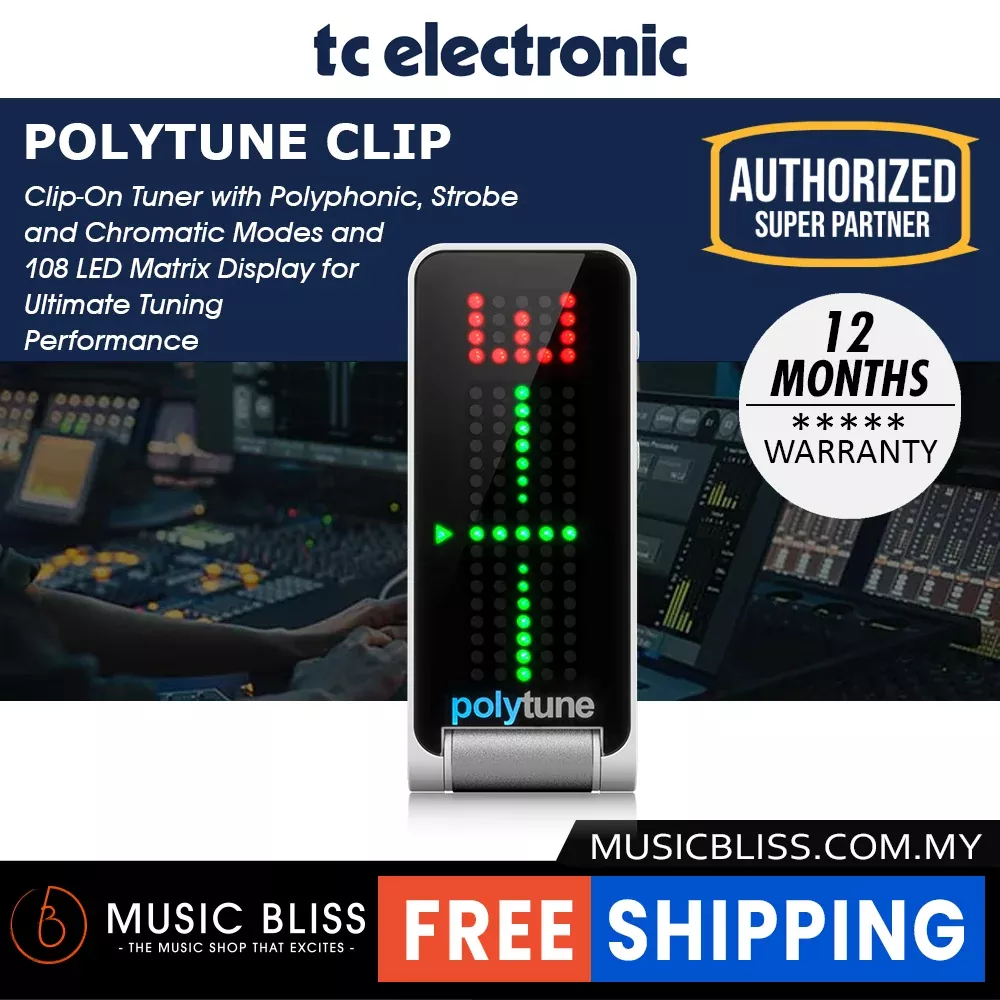 TC Electronic PolyTune Clip Clip-On Tuner, White