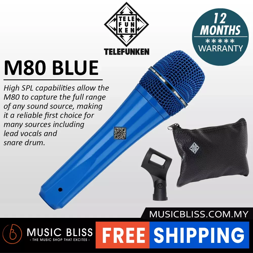 Telefunken M80 Supercardioid Dynamic Handheld Vocal Microphone – Blue
