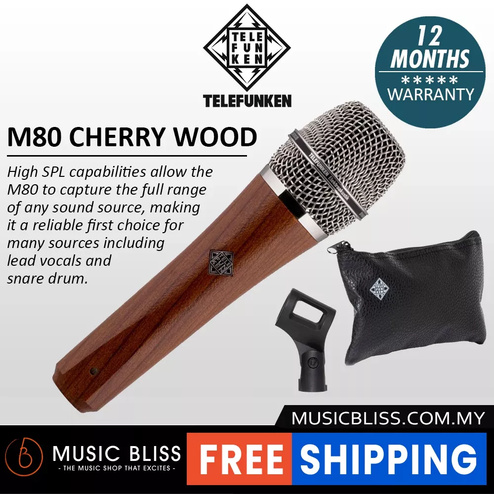 Telefunken M80 Supercardioid Dynamic Handheld Vocal Microphone – Cherry Wood