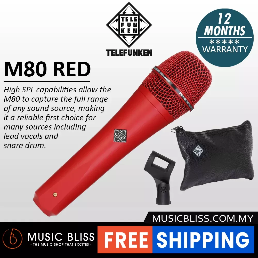 Telefunken M80 Supercardioid Dynamic Handheld Vocal Microphone – Red