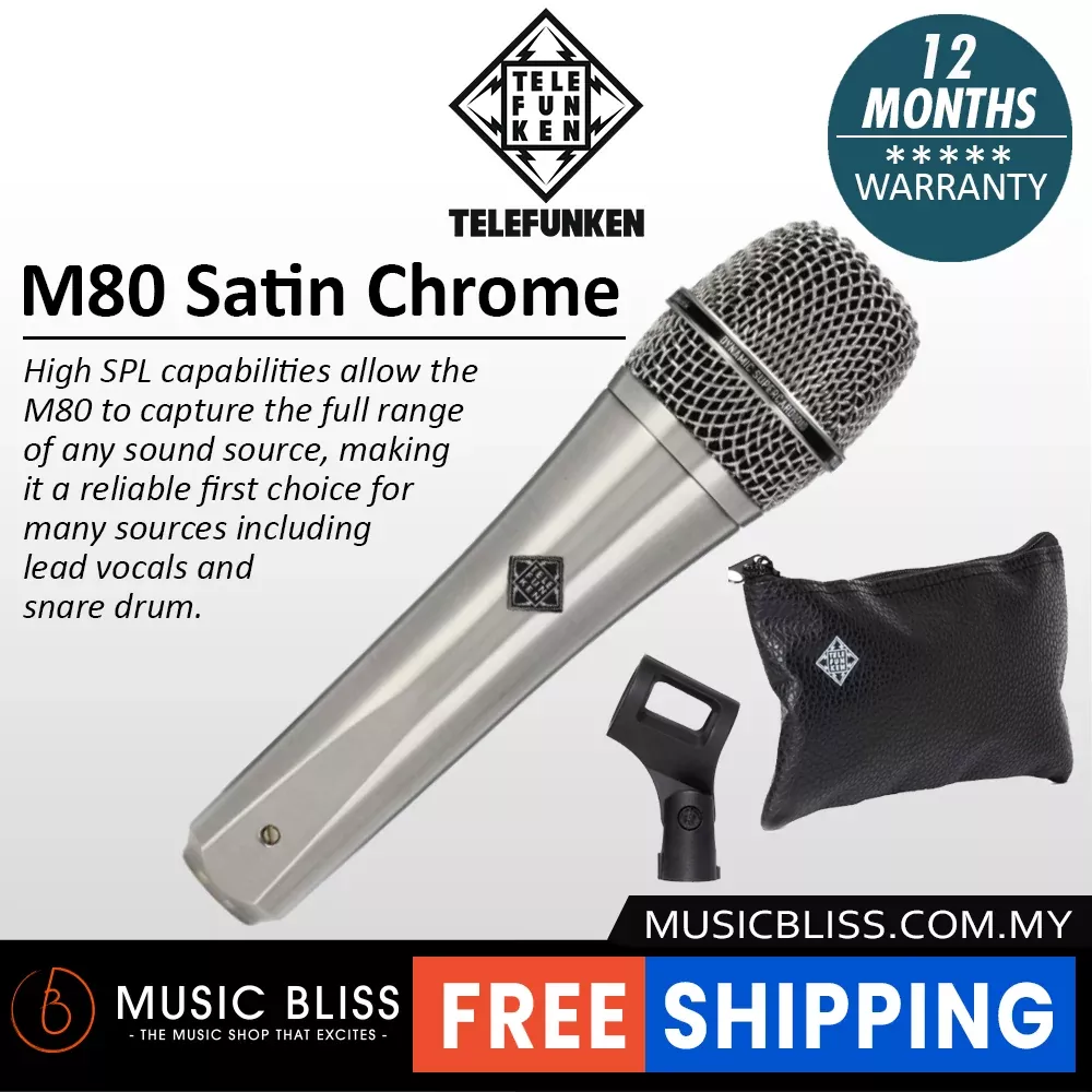 Telefunken M80 Supercardioid Dynamic Handheld Vocal Microphone - Satin Chrome