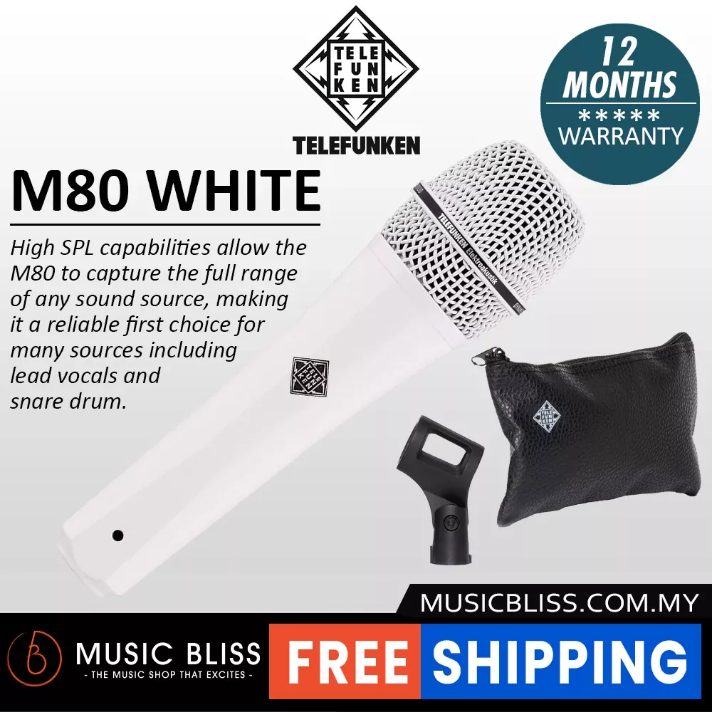 Telefunken M80 Supercardioid Dynamic Handheld Vocal Microphone – White