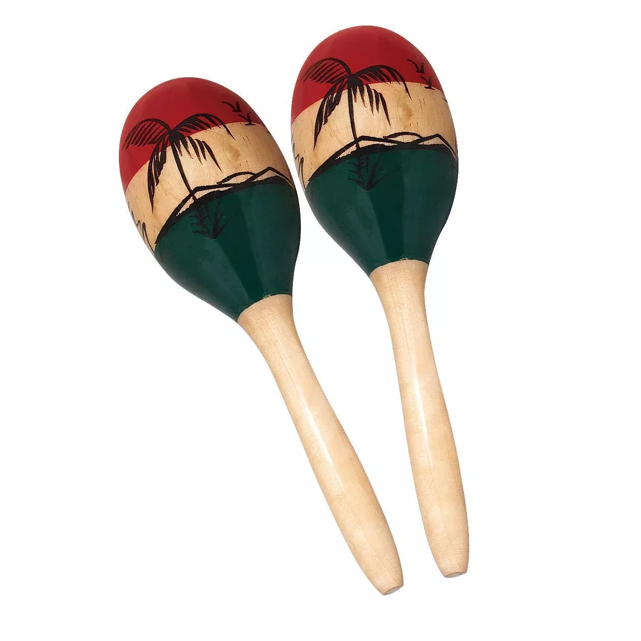 Tropical Design Wood Maracas Pair