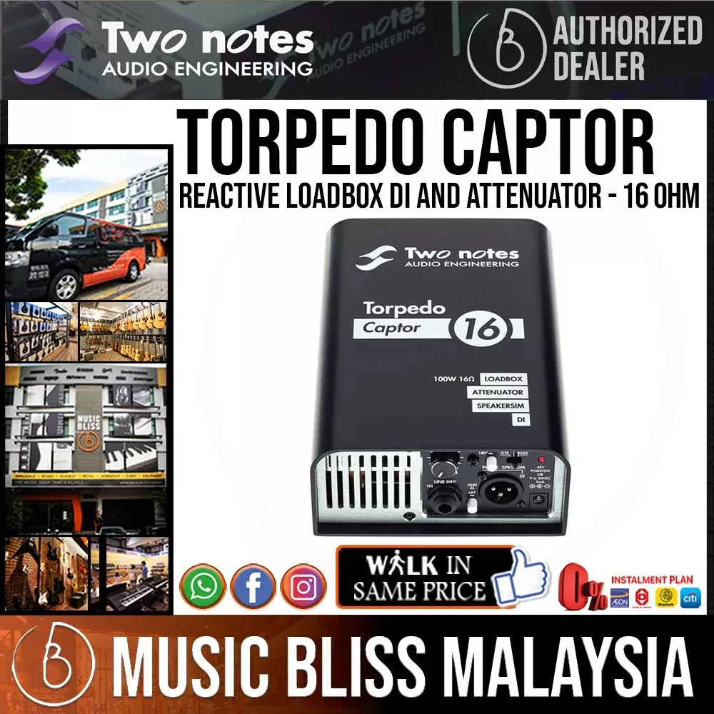 Two Notes Torpedo Captor Reactive Loadbox DI and Attenuator – 16-ohm