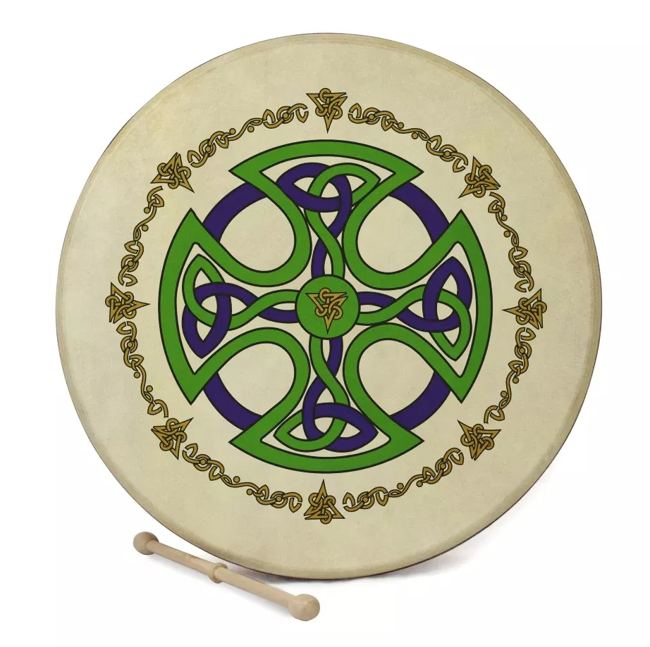 Waltons 18 Inch Gaelic Cross Bodhran Pack and Beater and DVD and Bag