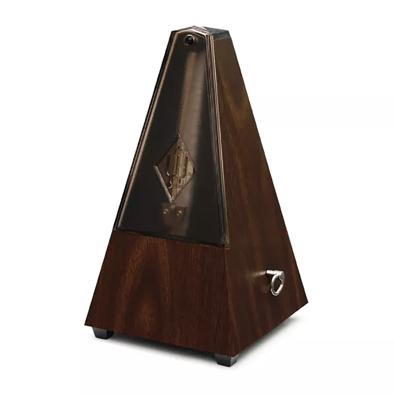 Wittner Maelzel Pyramid Metronome – Walnut Plastic Casing and Clear Smoke Cover Without Bell