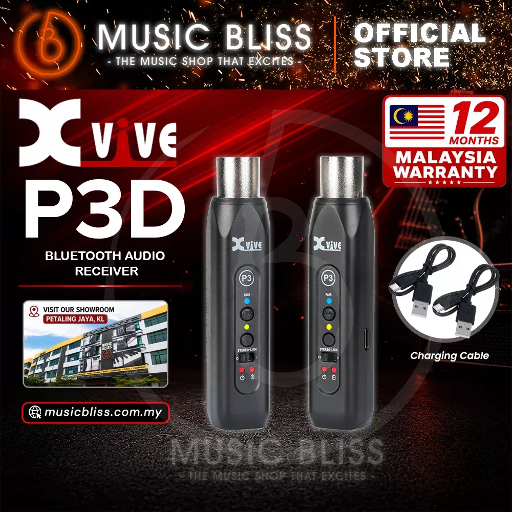 Xvive P3 Bluetooth Wireless Receiver for Mixers and Active PA Speakers – Stereo Pair