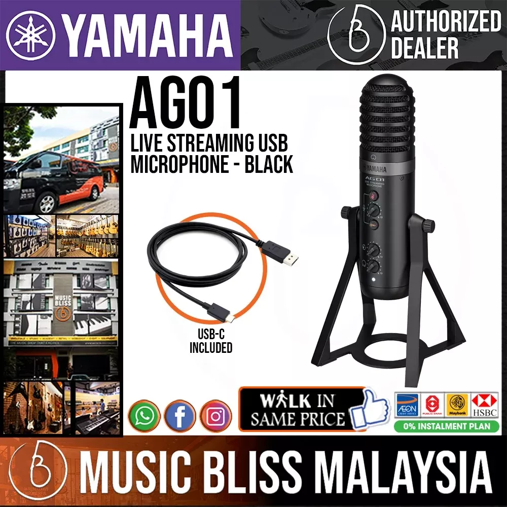Yamaha AG01 Live Streaming USB Condenser Microphone – Black