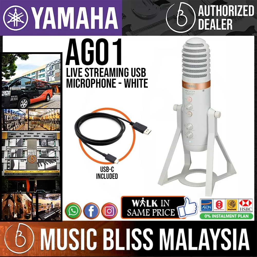 Yamaha AG01 Live Streaming USB Condenser Microphone – White