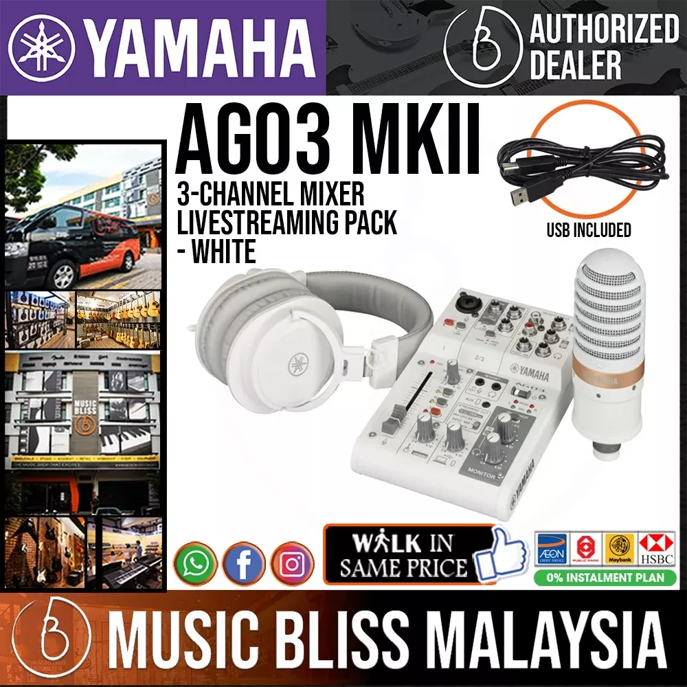 Yamaha AG03 MK2 Live Streaming Pack – White