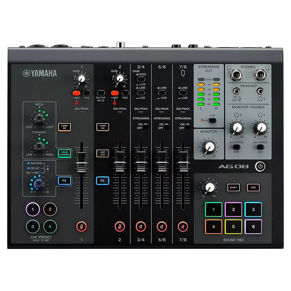 Yamaha AG08 8-channel Mixer/USB Interface for Mac/PC - Black