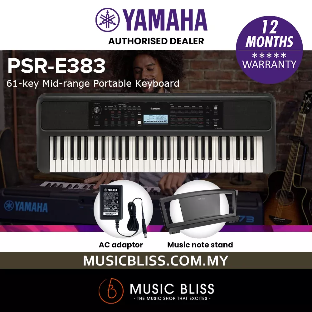 Yamaha Keyboards PSR-E383 61-Keys Portable Keyboard with Original Adapter