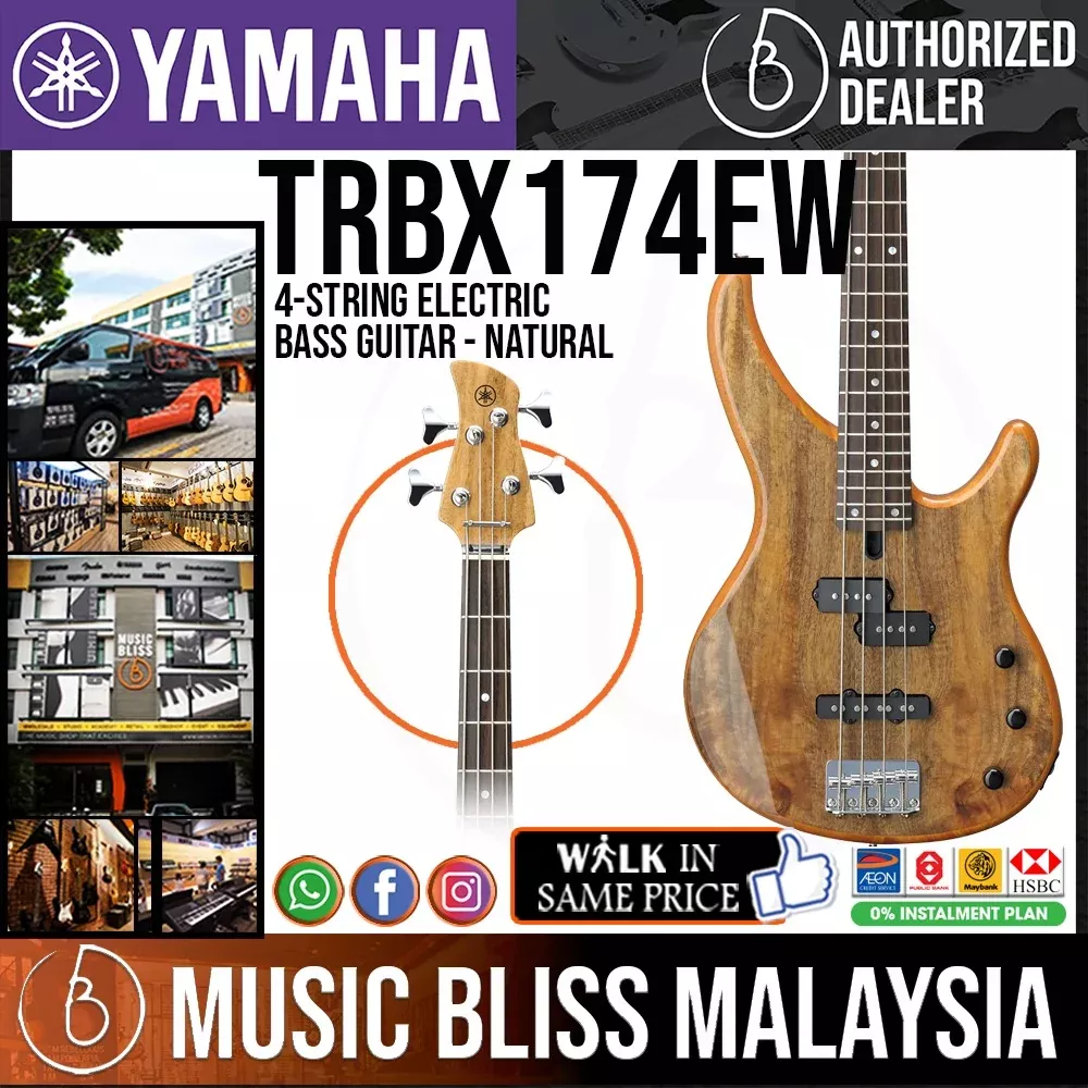 Yamaha TRBX174EW 4-string Electric Bass Guitar – Natural