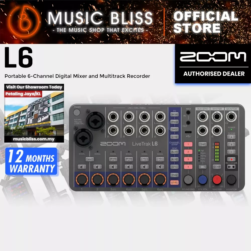Zoom LiveTrak L6 Portable 10-Channel Digital Mixer and Multitrack Recorder with 0% Instalment